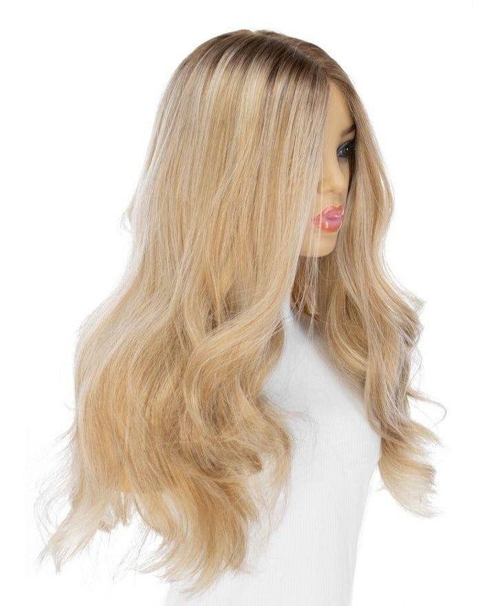24" Gisele Silk Top Wig Ash Blonde w/ Rooting - Image 5