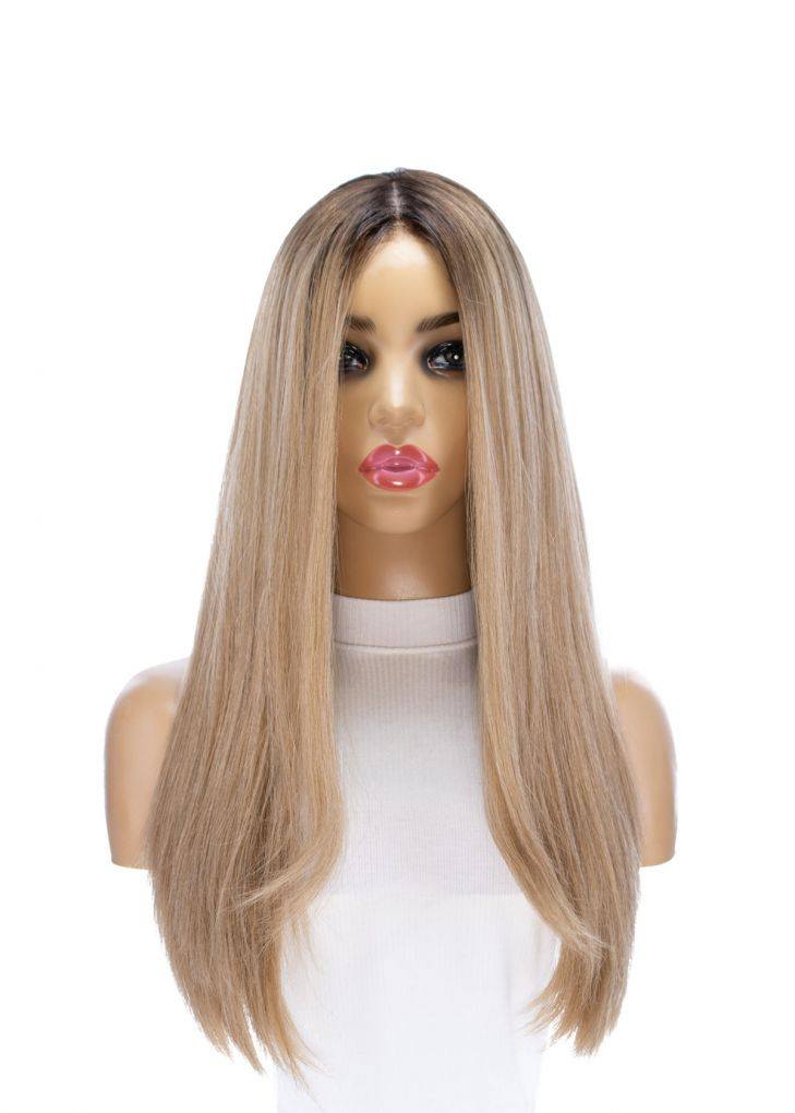24" Gisele Silk Top Wig Ash Blonde w/ Rooting - Image 7