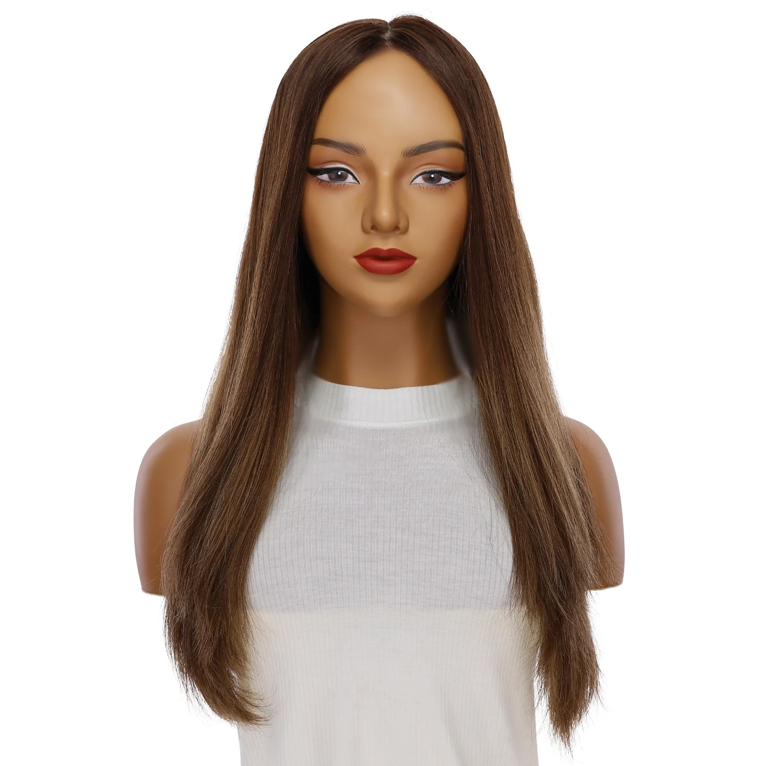 24" Gisele Silk Top Wig Medium Brown Balayage - Image 2