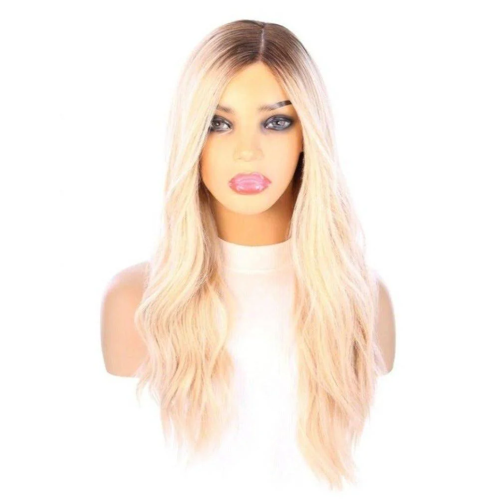 24" Gisele Silk Top Wig Platinum Blonde w/ Rooting - Image 2