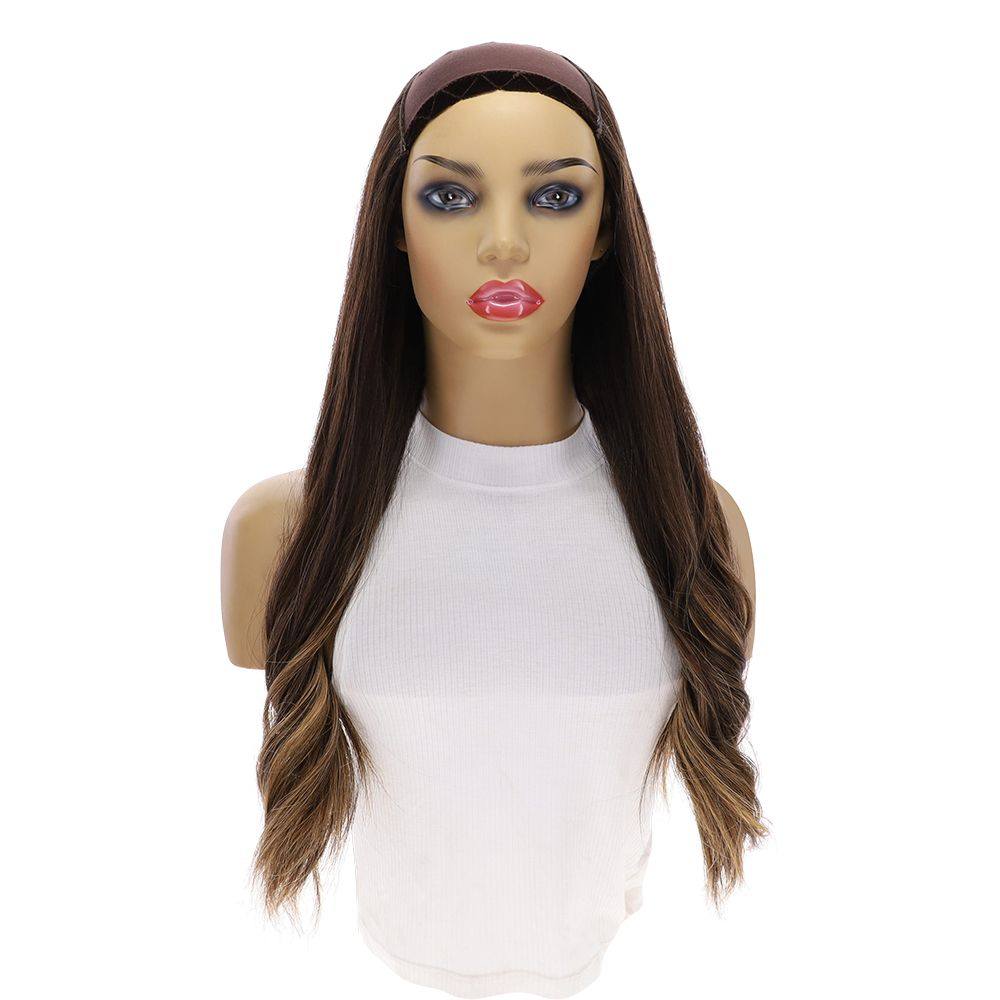 24" HatFall Wig Dark Brown Balayage - Image 5