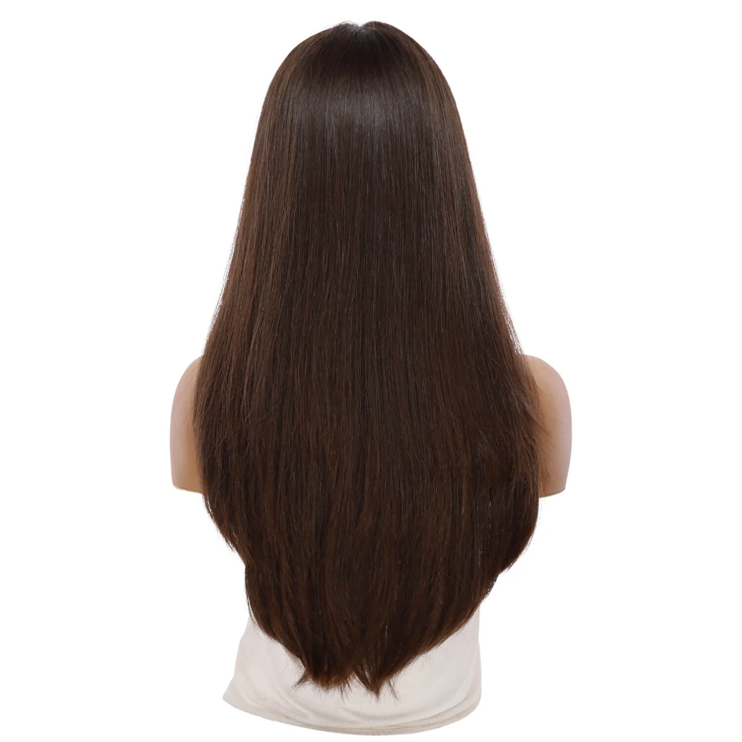 24" Luxe Silk Top Wig #5 Warm Dark Brown - Image 3