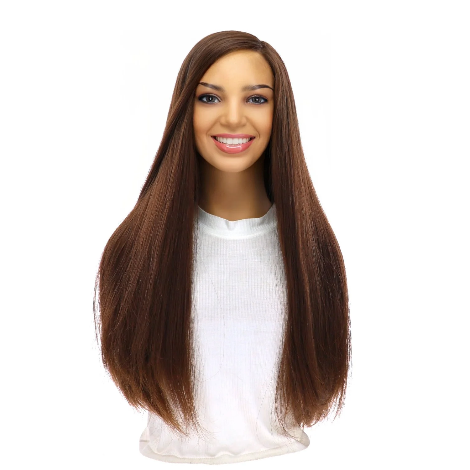 24" Luxe Silk Top Wig #8 Warm Medium Brown - Image 2