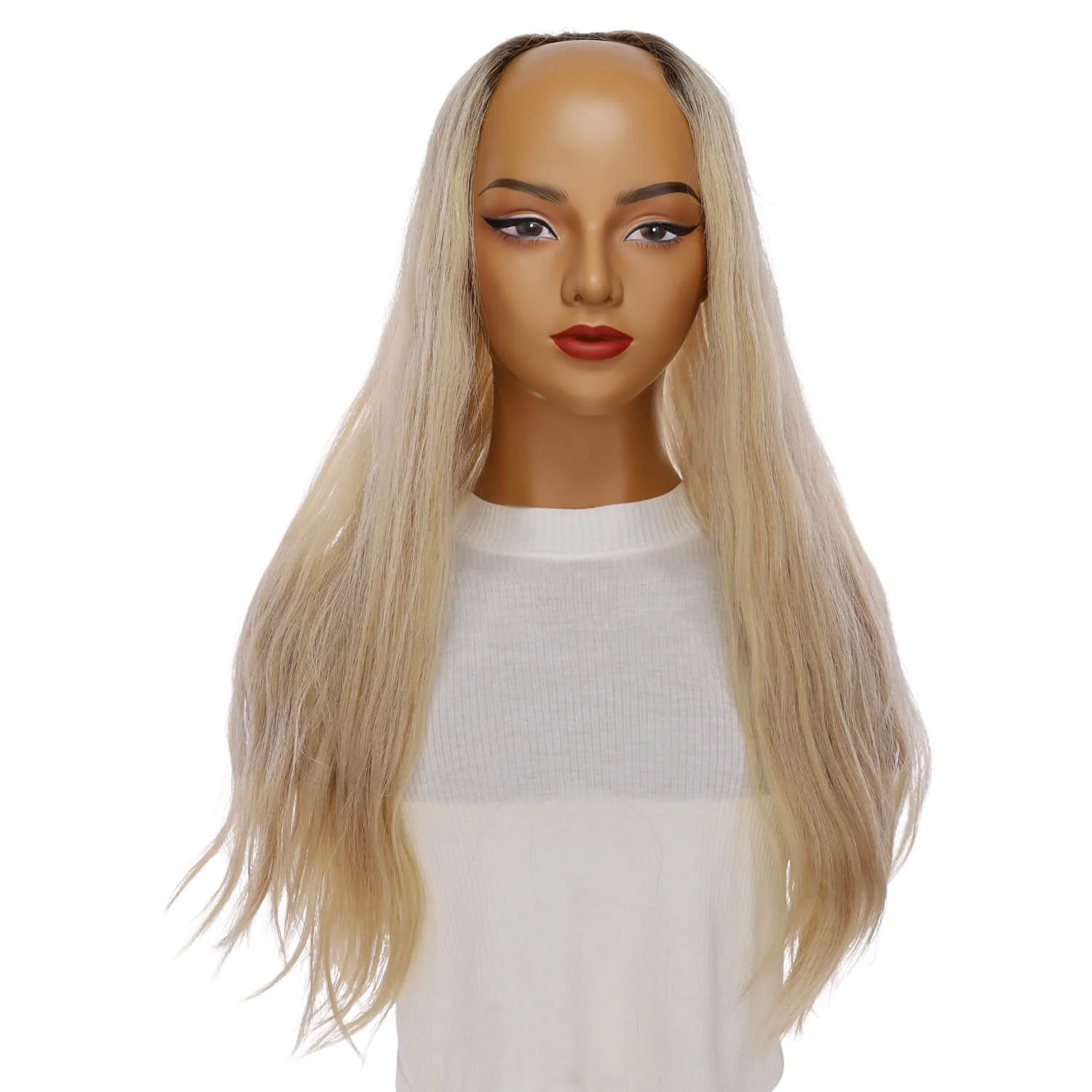 24" U-Shape Topper Beige Blonde Wavy - Image 2