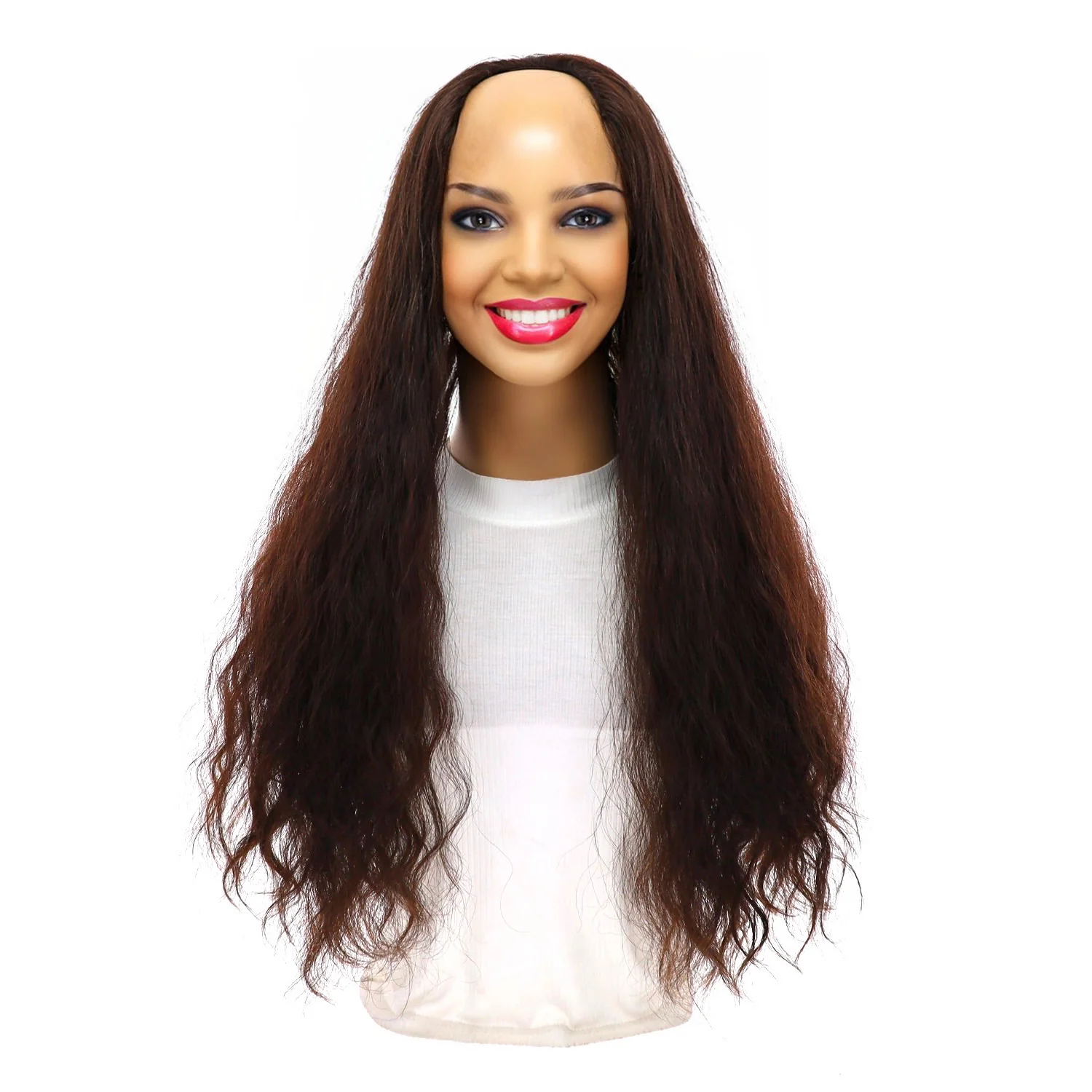 24" U-Shape Topper Dark Brown Wavy - Image 2