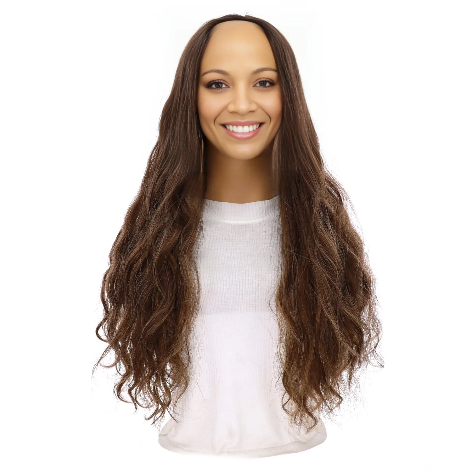 24" U-Shape Topper Medium Brown Babylight Wavy - Image 2