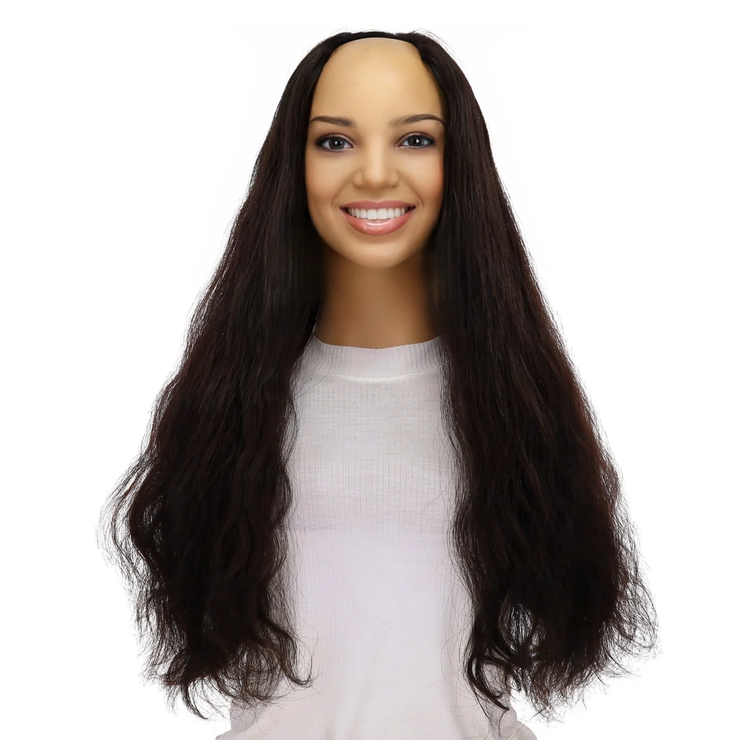 24" U-Shape Topper Natural Black Wavy - Image 2