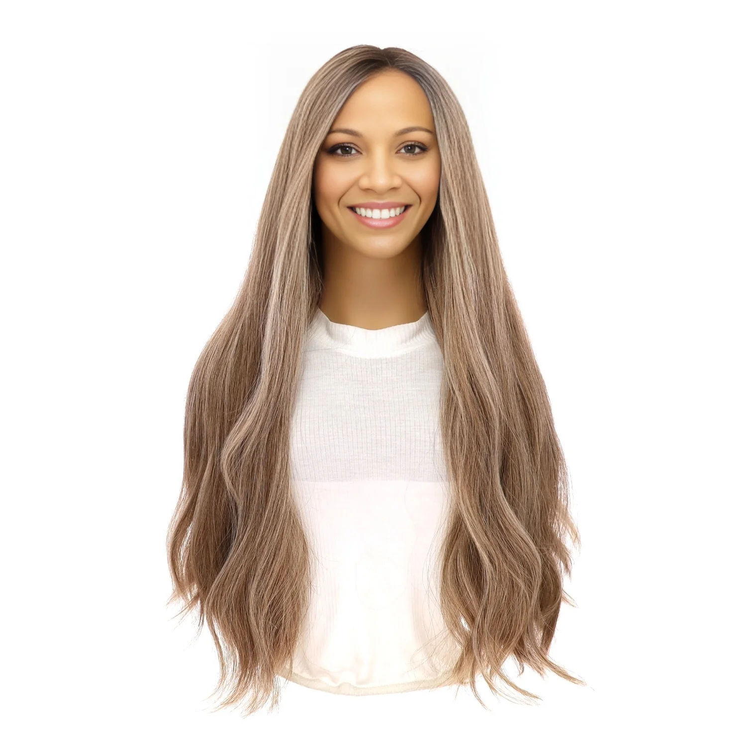 26" Divine Lace Top Wig Ashy Blonde w/ Highlights - Image 2