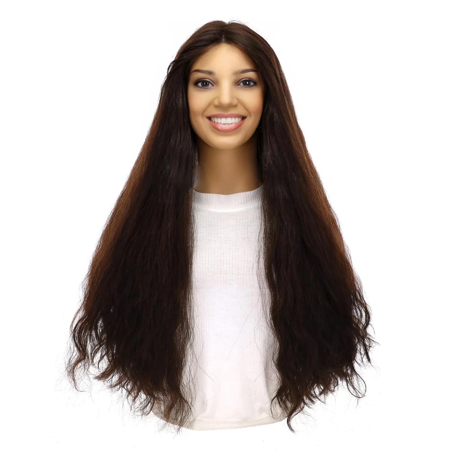 26" Divine Lace Top Wig Dark Brown Wavy - Image 2