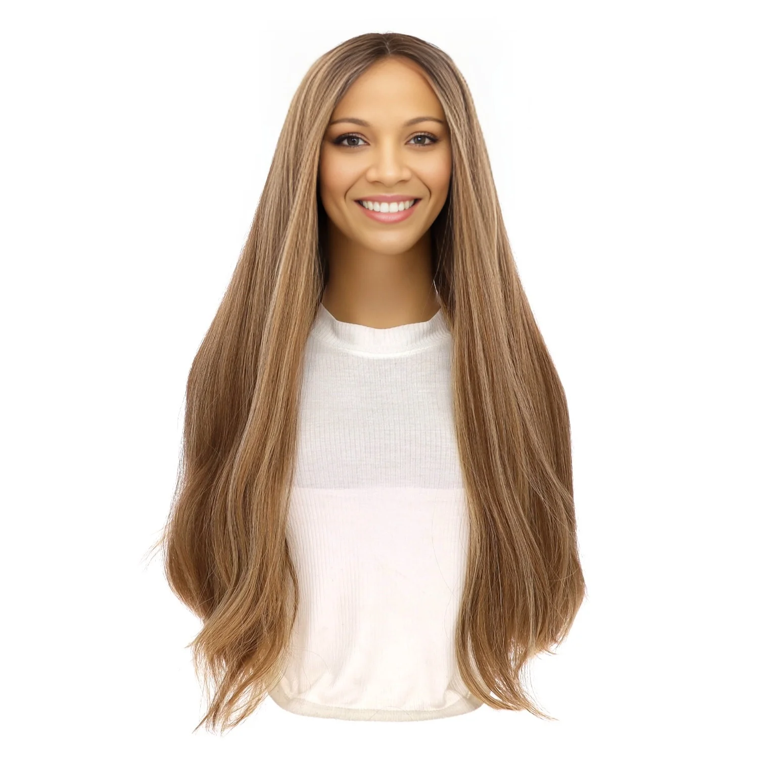 26" Divine Lace Top Wig Medium Blonde w/ Highlights - Image 2
