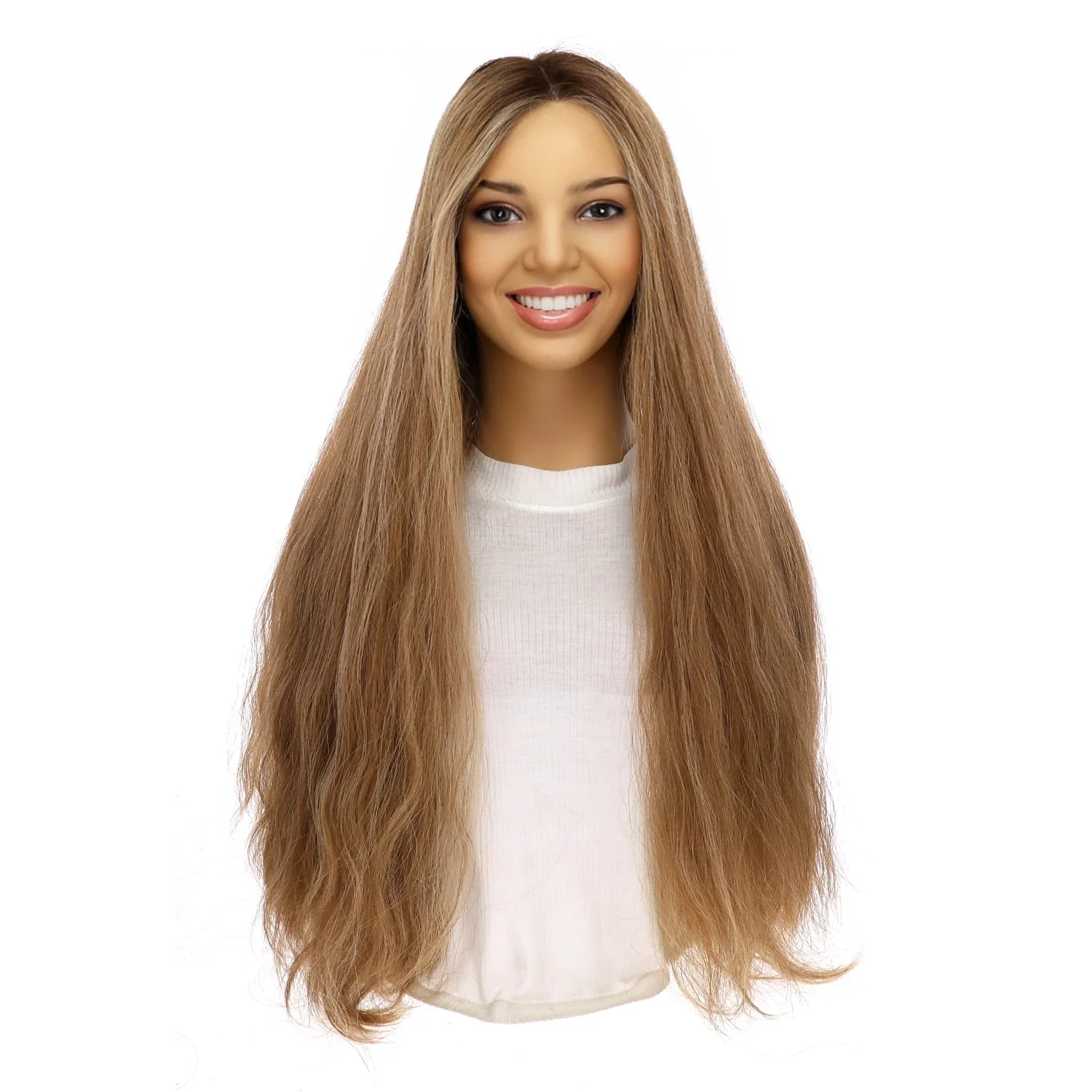 26" Divine Lace Top Wig Medium Blonde w/ Highlights Wavy - Image 2