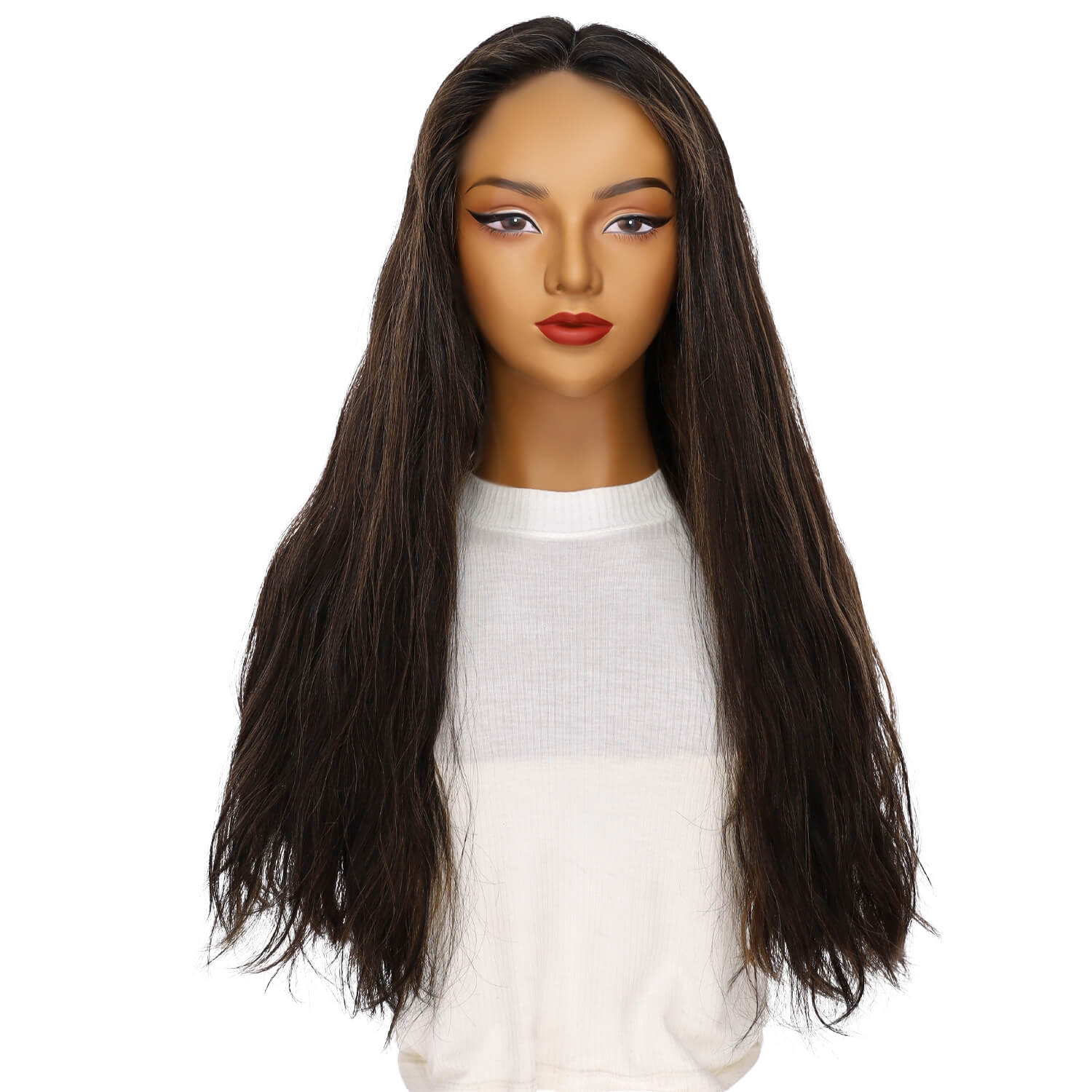 26" Divine Lace Top Wig Soft Black w/ Highlights Wavy - Image 2