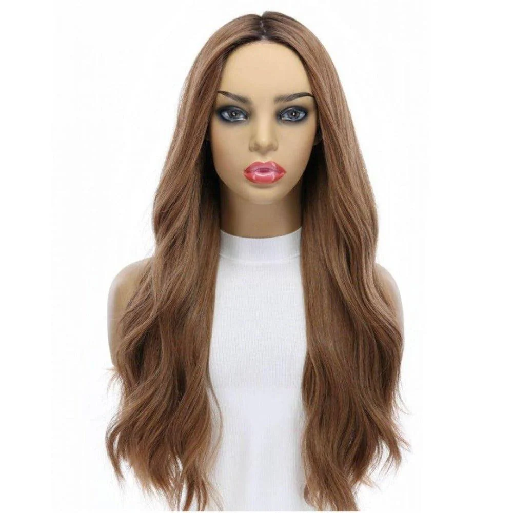 26" Amber Silk Top Wig Strawberry Blonde w/ Rooting - Image 4