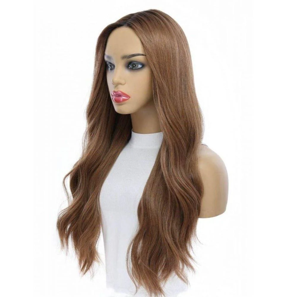 26" Amber Silk Top Wig Strawberry Blonde w/ Rooting - Image 5