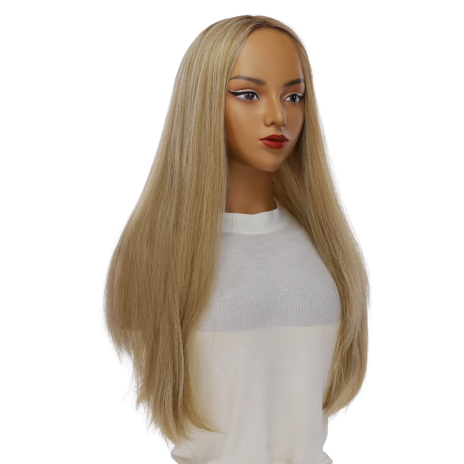 26" Ponytail Silk Top Wig Ash Blonde - Image 3