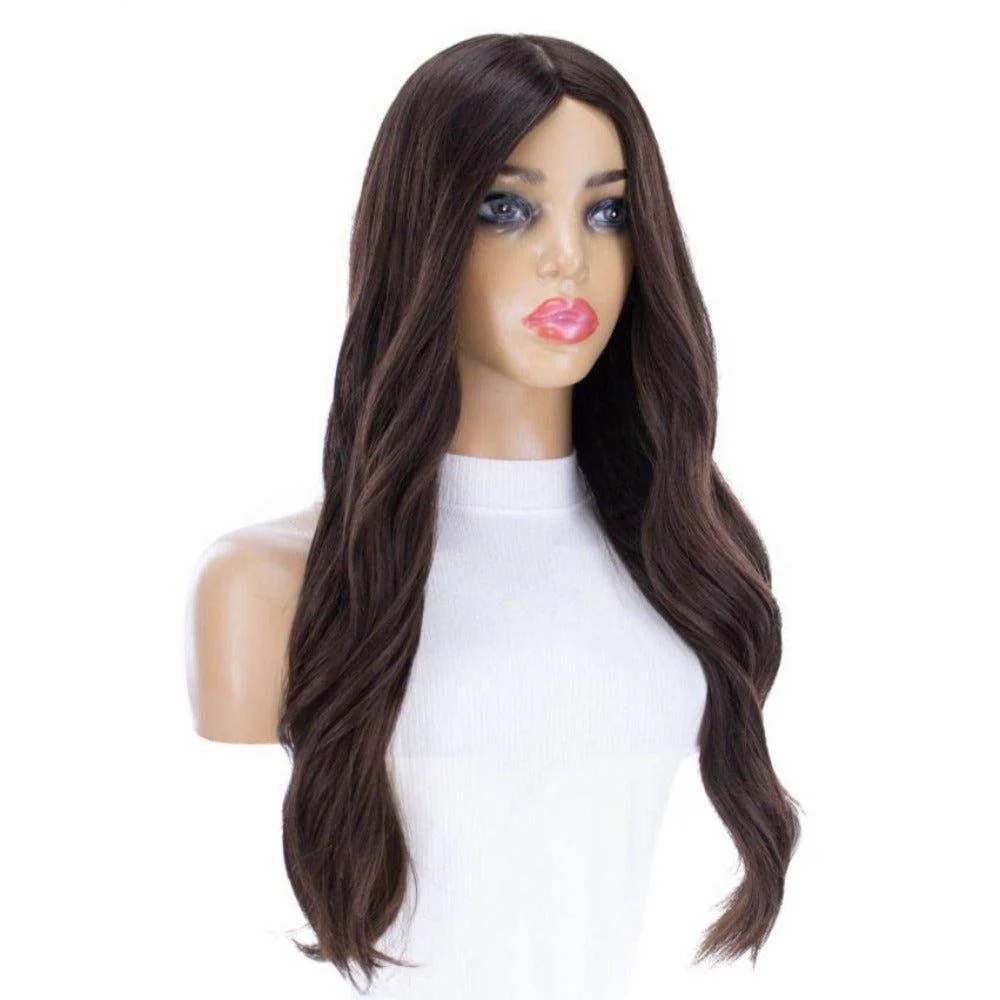 26" Ponytail Silk Top Wig Dark Brown - Image 2