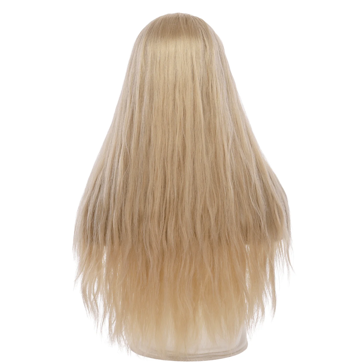 26" Ponytail Silk Top Wig Beige Blonde w/ No Rooting Wavy - Image 3