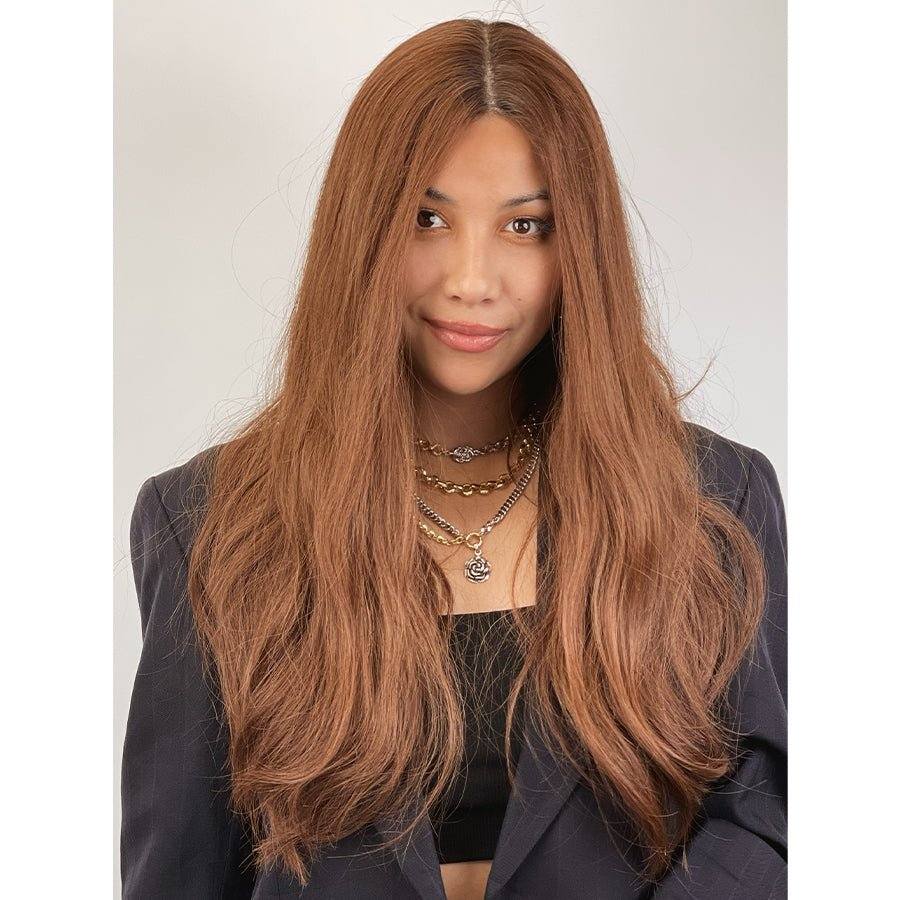 26" Ponytail Silk Top Wig Copper w/ Partial Rooting - Image 2