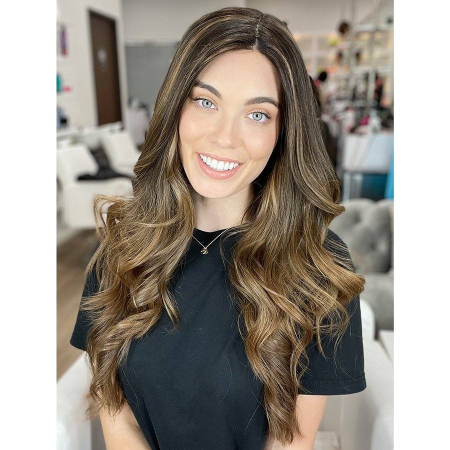 26" Ponytail Silk Top Wig Dark Brown Ombre w/ Partial Highlight - Image 4