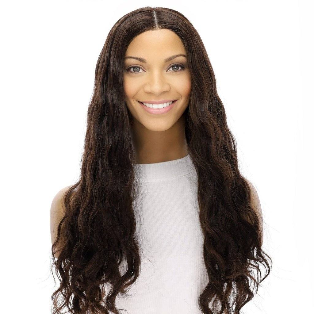 26" Ponytail Silk Top Wig Dark Brown Wavy - Image 2
