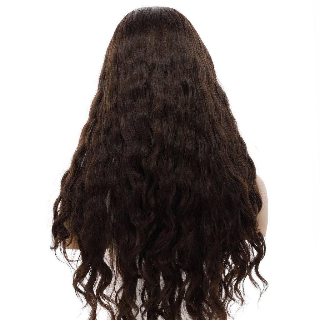 26" Ponytail Silk Top Wig Dark Brown Wavy - Image 3
