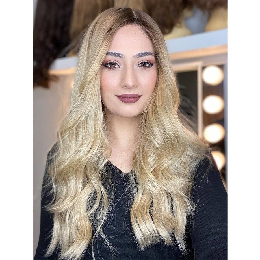 26" Ponytail Silk Top Wig Golden Blonde w/ Full Rooting - Image 2