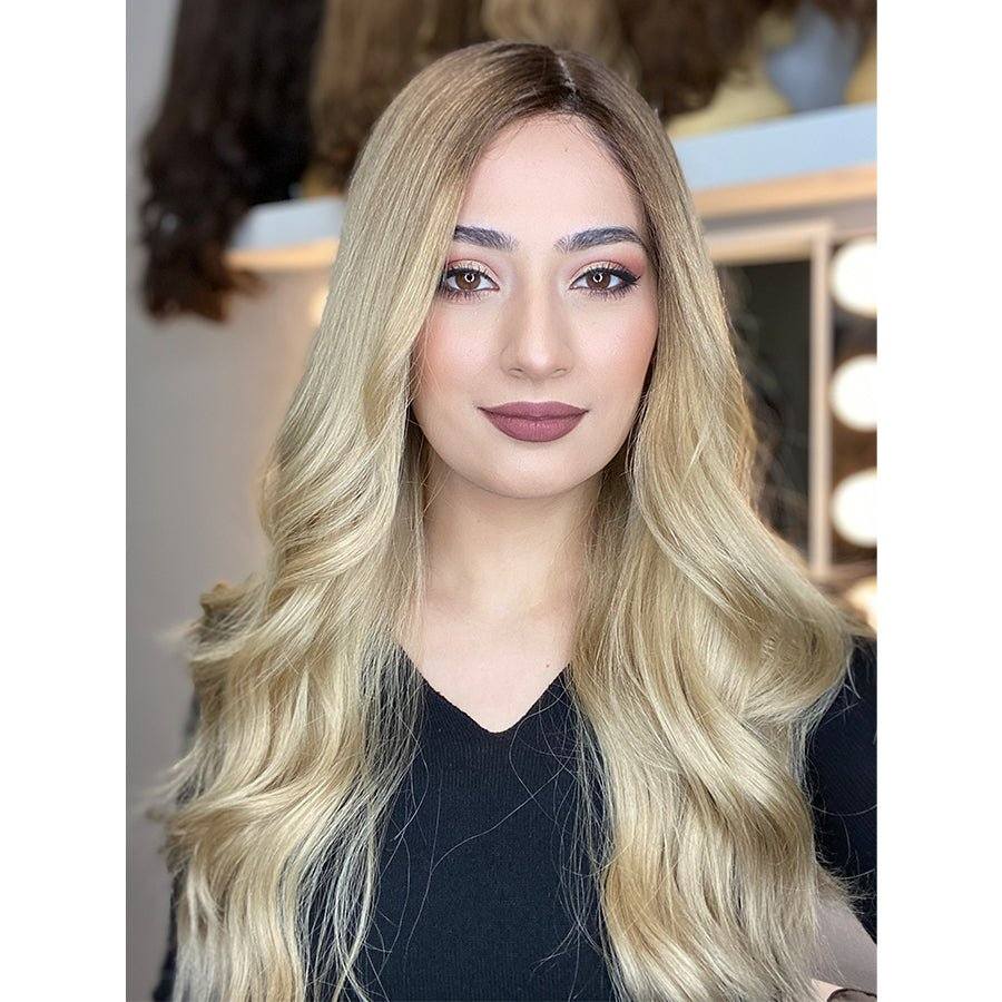 26" Ponytail Silk Top Wig Golden Blonde w/ Full Rooting - Image 3