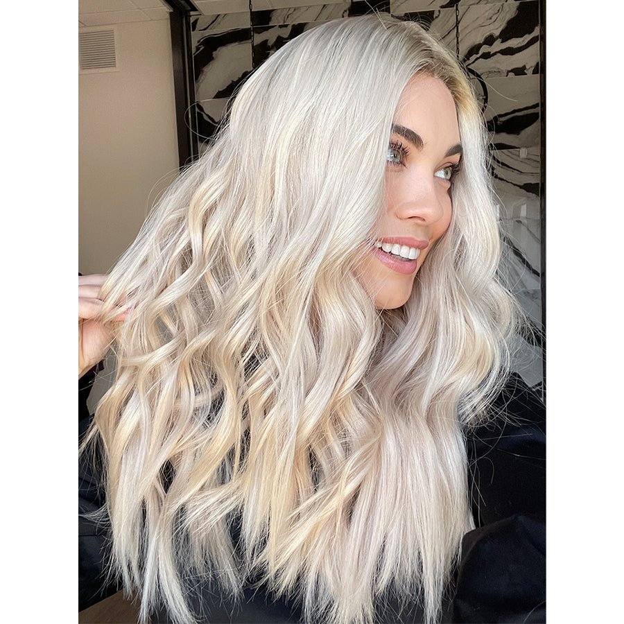 26" Ponytail Silk Top Wig Ice Blonde w/ Partial Rooting - Image 2