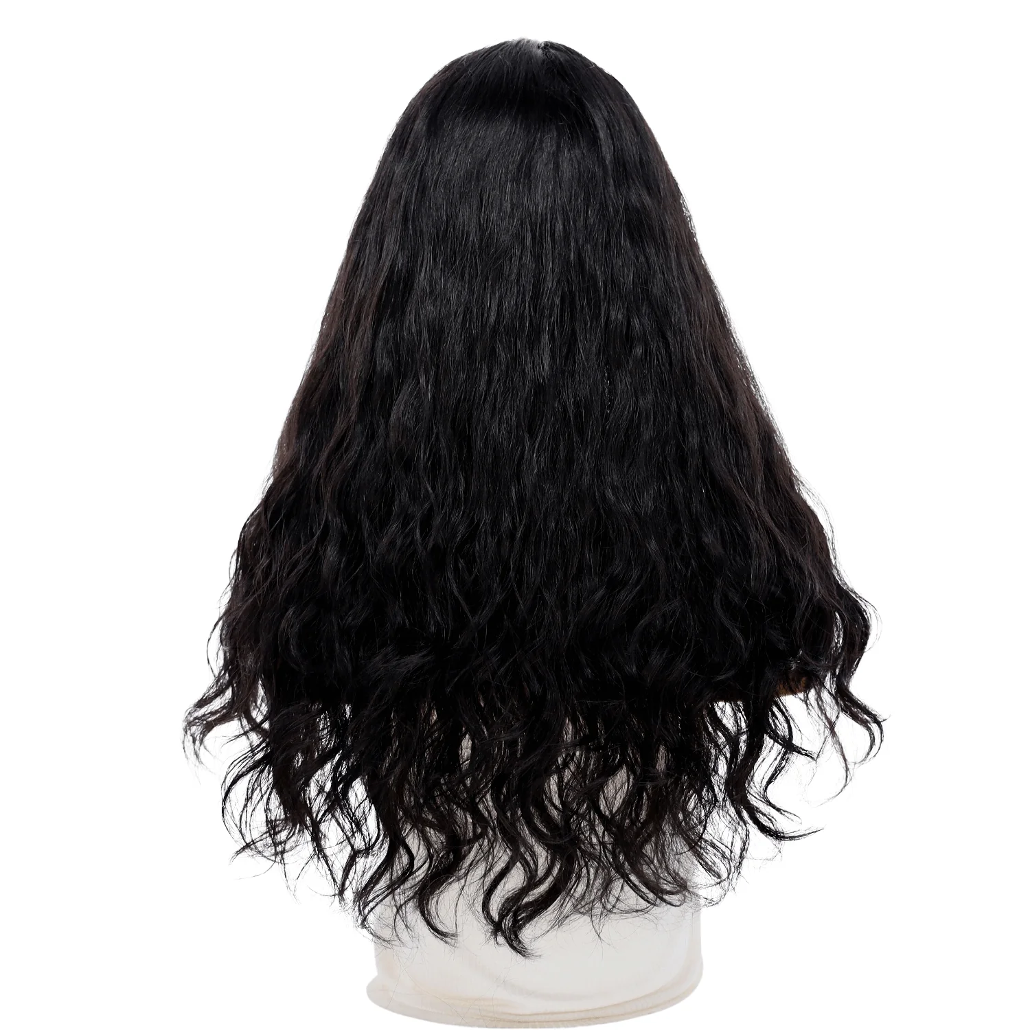 26" Ponytail Silk Top Wig Jet Black Wavy - Image 3
