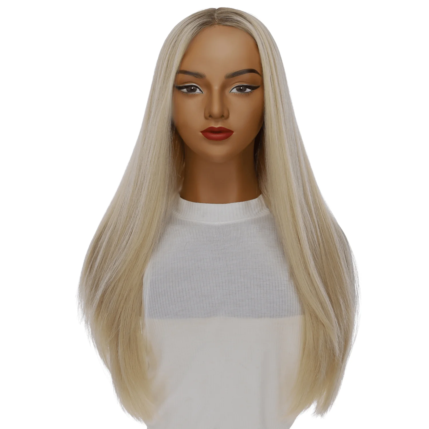 26" Ponytail Silk Top Wig Platinum Blonde 2.0 - Image 2