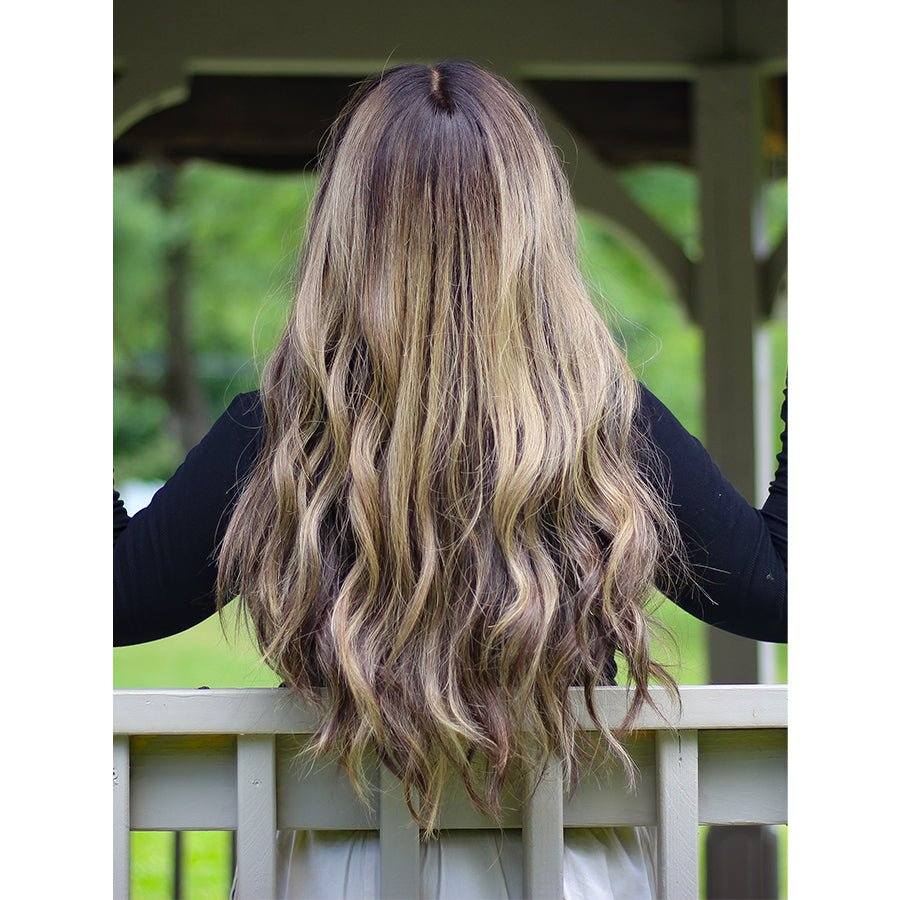 26" Ponytail Silk Top Wig Soft Black w/ Balayage - Image 2