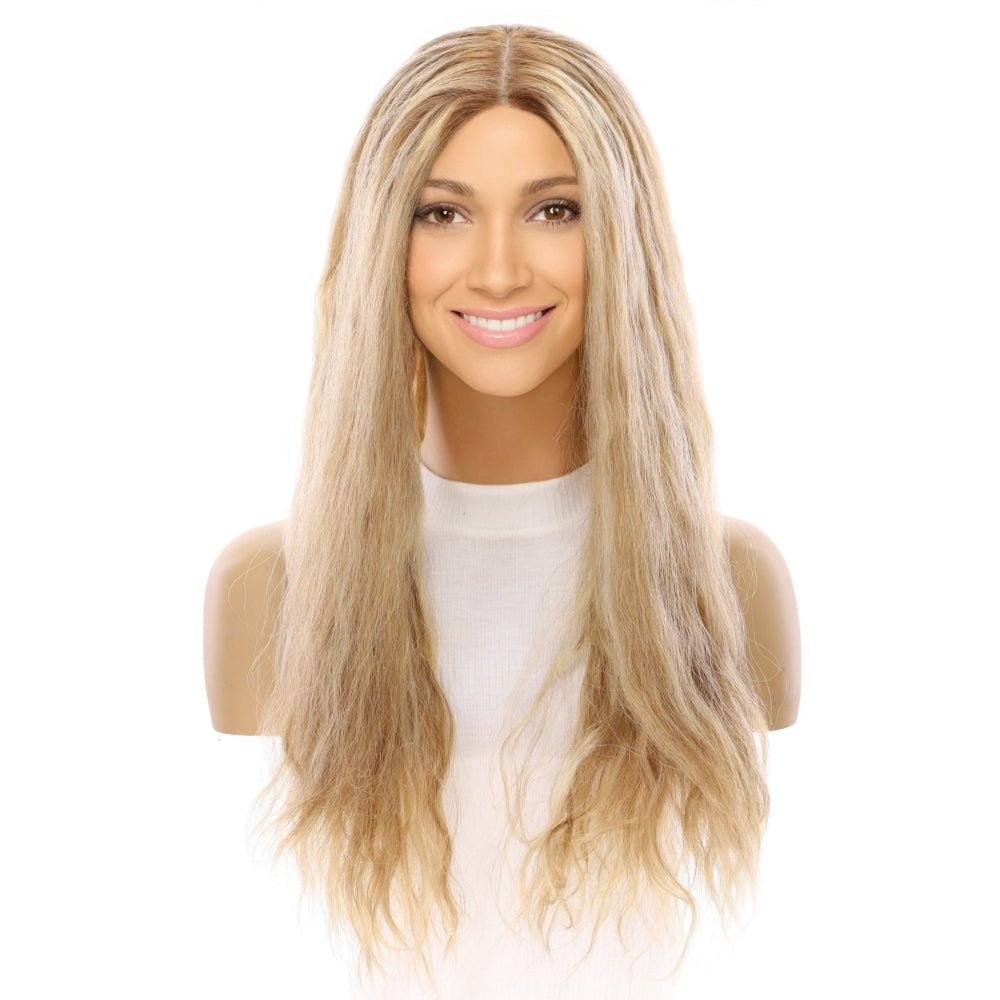 26" Ponytail Silk Top Wig Ash Blonde Wavy - Image 2