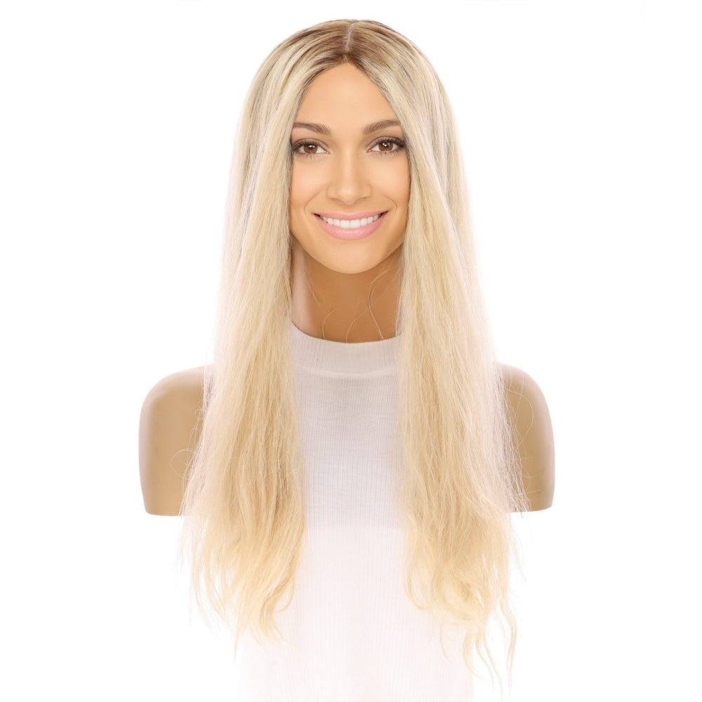 26" Ponytail Silk Top Wig Beige Blonde Wavy - Image 2