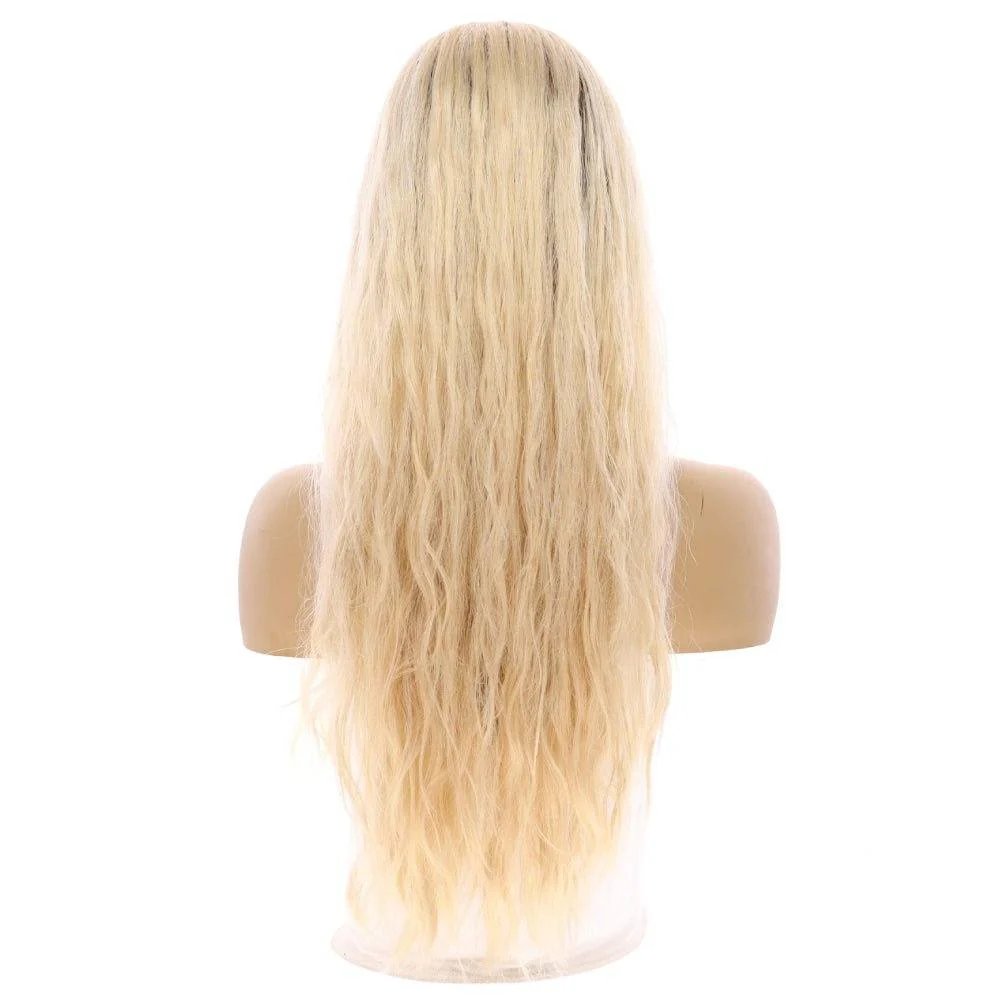 26" Ponytail Silk Top Wig Beige Blonde Wavy - Image 3