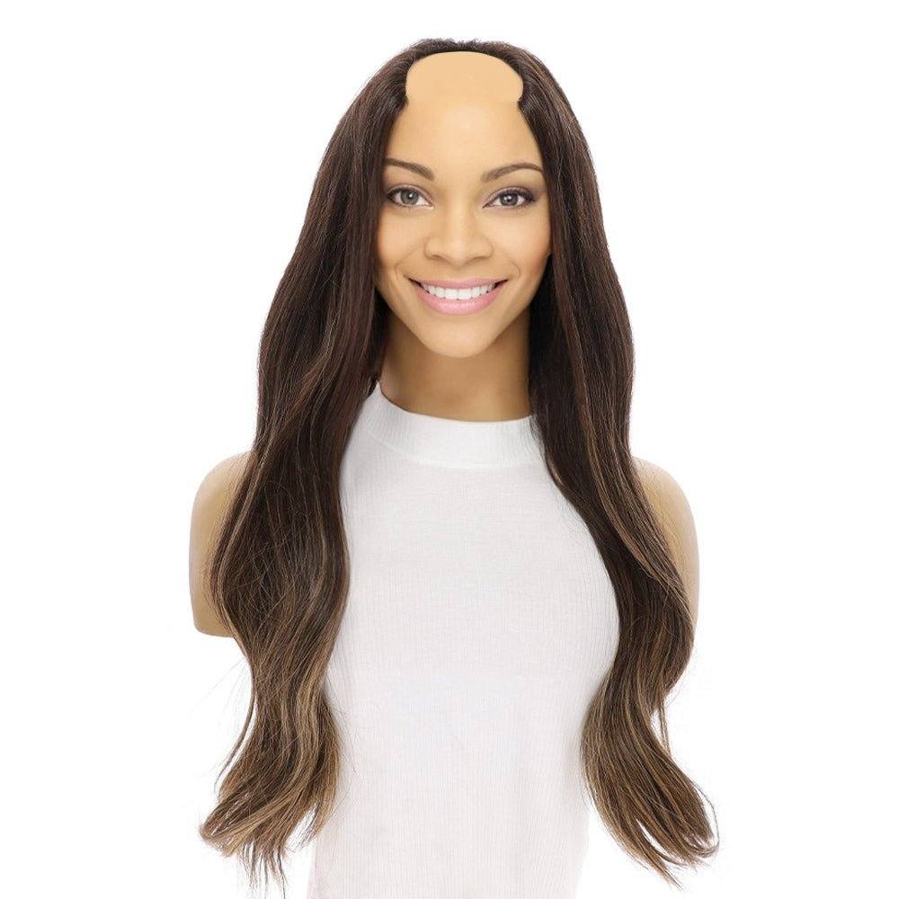 26" U-Shape Wig Dark Brown Balayage - Image 3