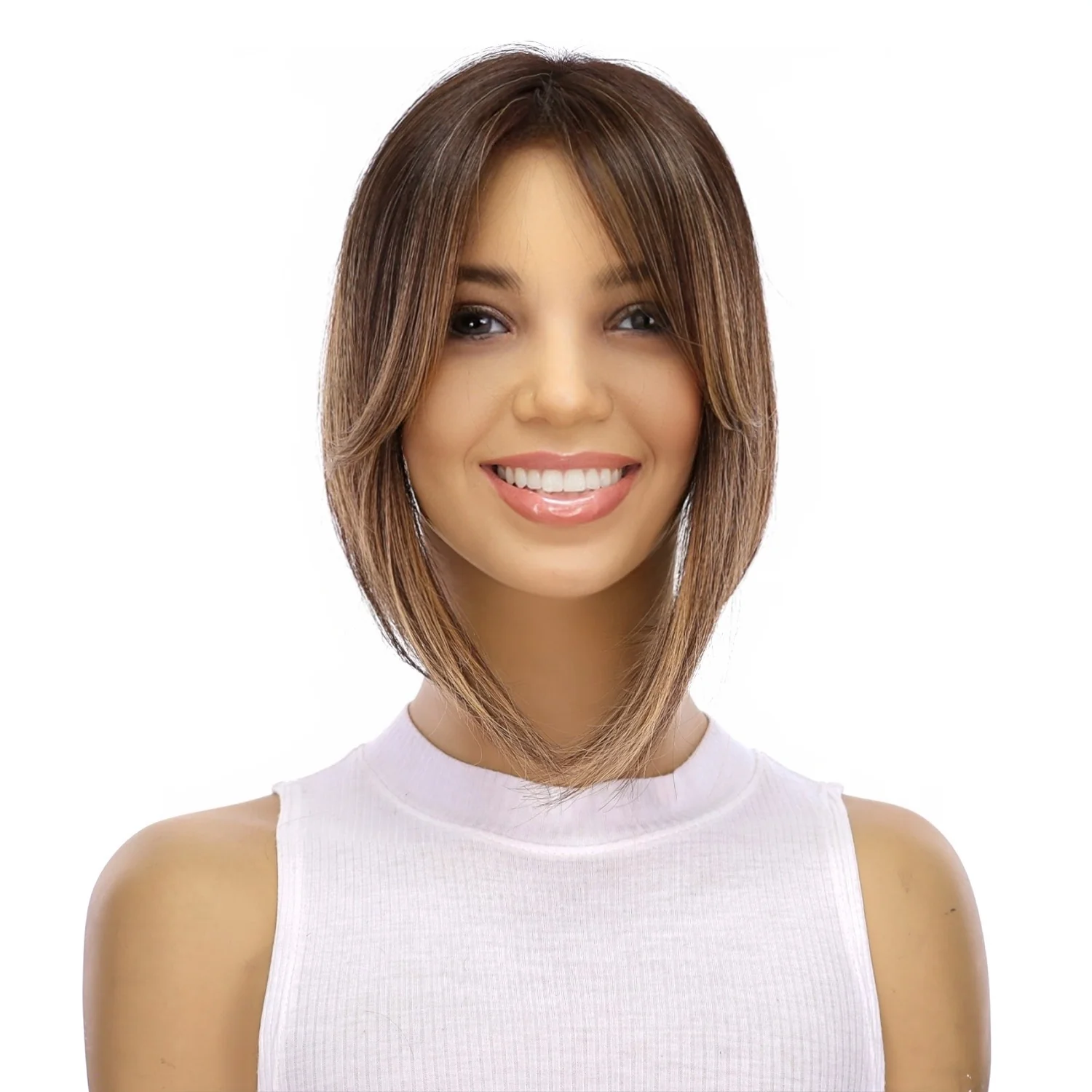 9" Fringe Topper Dark Brown Balayage - Image 2