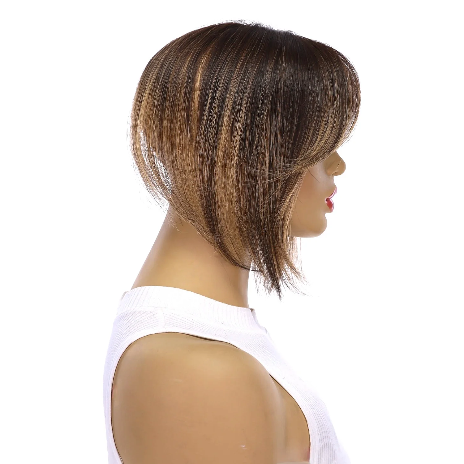 9" Fringe Topper Dark Brown Balayage - Image 3
