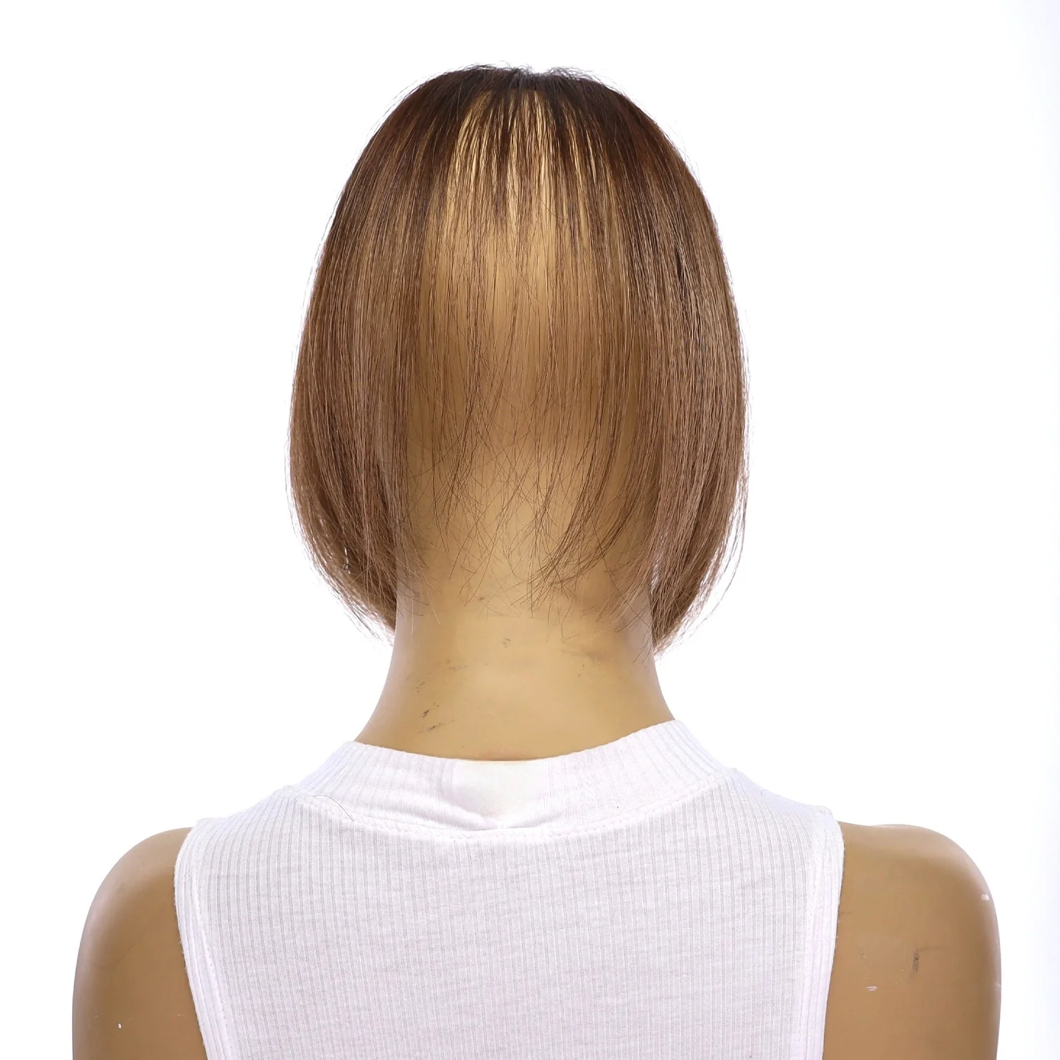 9" Fringe Topper Medium Brown Balayage - Image 4