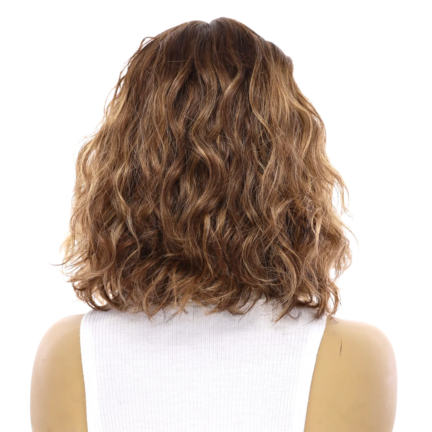 12" Divine Lace Top Wig Medium Brown Balayage Wavy - Image 3