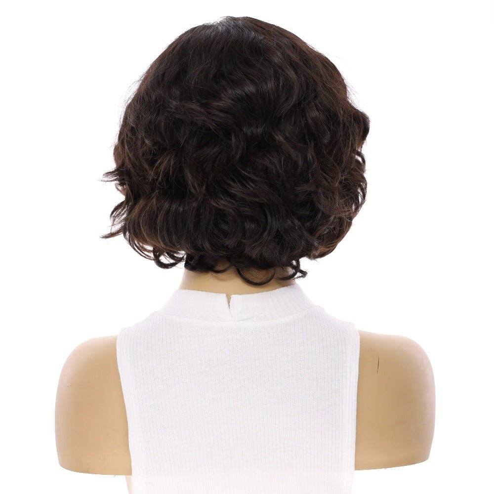 12" Luxe Pixie Silk Top Wig #2 Neutral Dark Brown Wavy - Image 2
