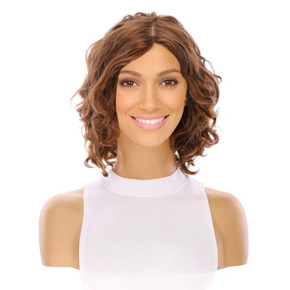 12" Luxe Pixie Silk Top Wig #8 Warm Medium Brown Wavy - Image 2