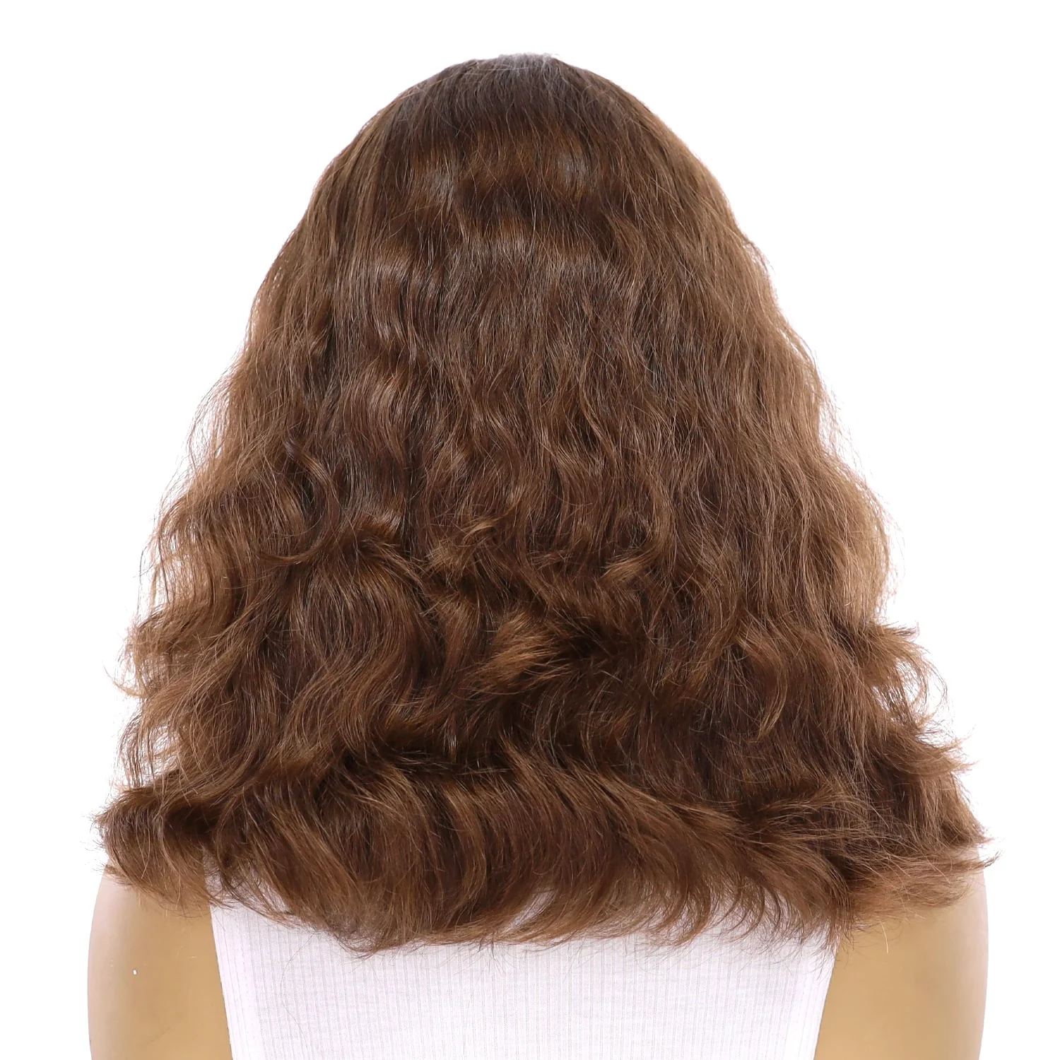16" Luxe Silk Top Wig #6 Neutral Medium Brown Wavy - Image 3
