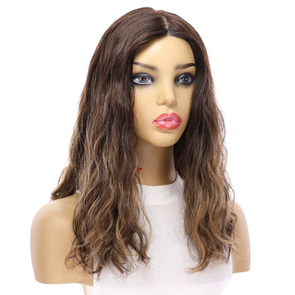 19" Nicole Silk Top Wig Dark Brown Balayage Wavy - Image 4