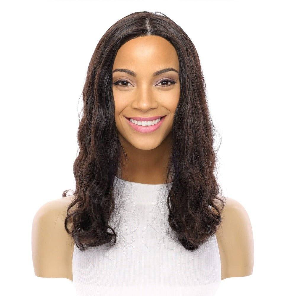 19" Nicole Silk Top Wig Soft Black Wavy - Image 2