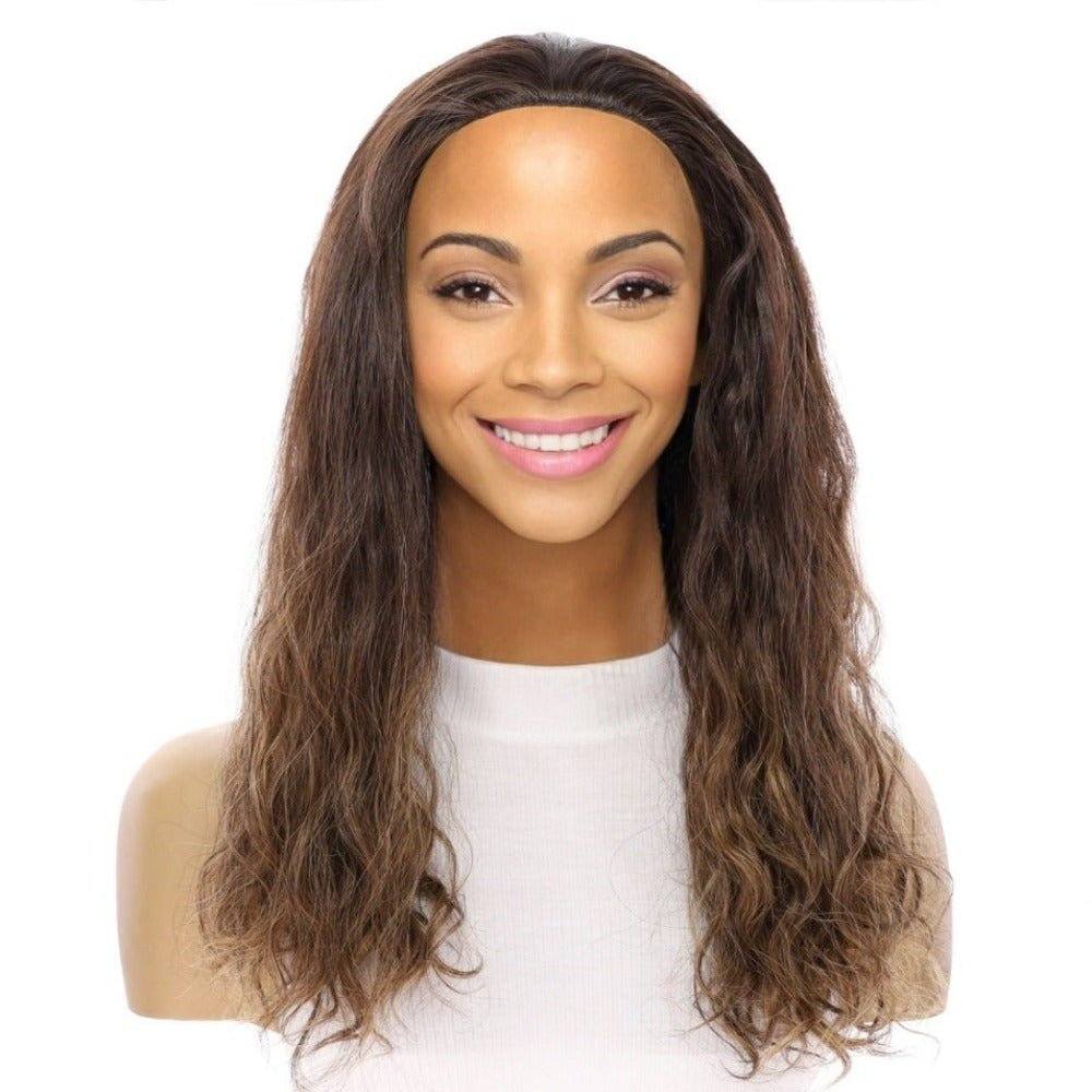 20" 3/4 Bandfall Wig Dark Brown Balayage Wavy - Image 2