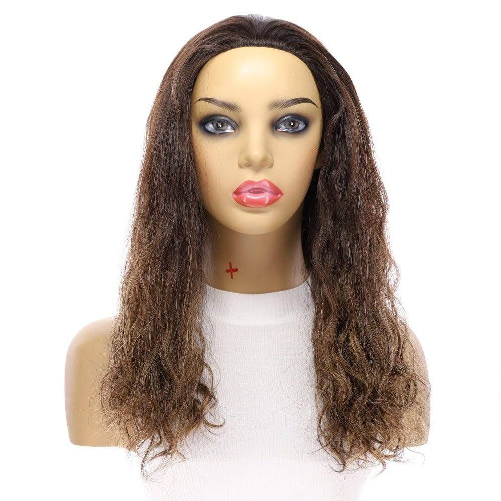 20" 3/4 Bandfall Wig Dark Brown Balayage Wavy - Image 4