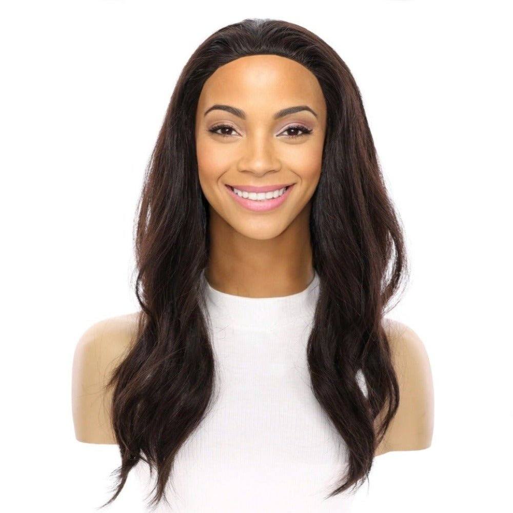 20" 3/4 Bandfall Wig Natural Black Wavy - Image 2