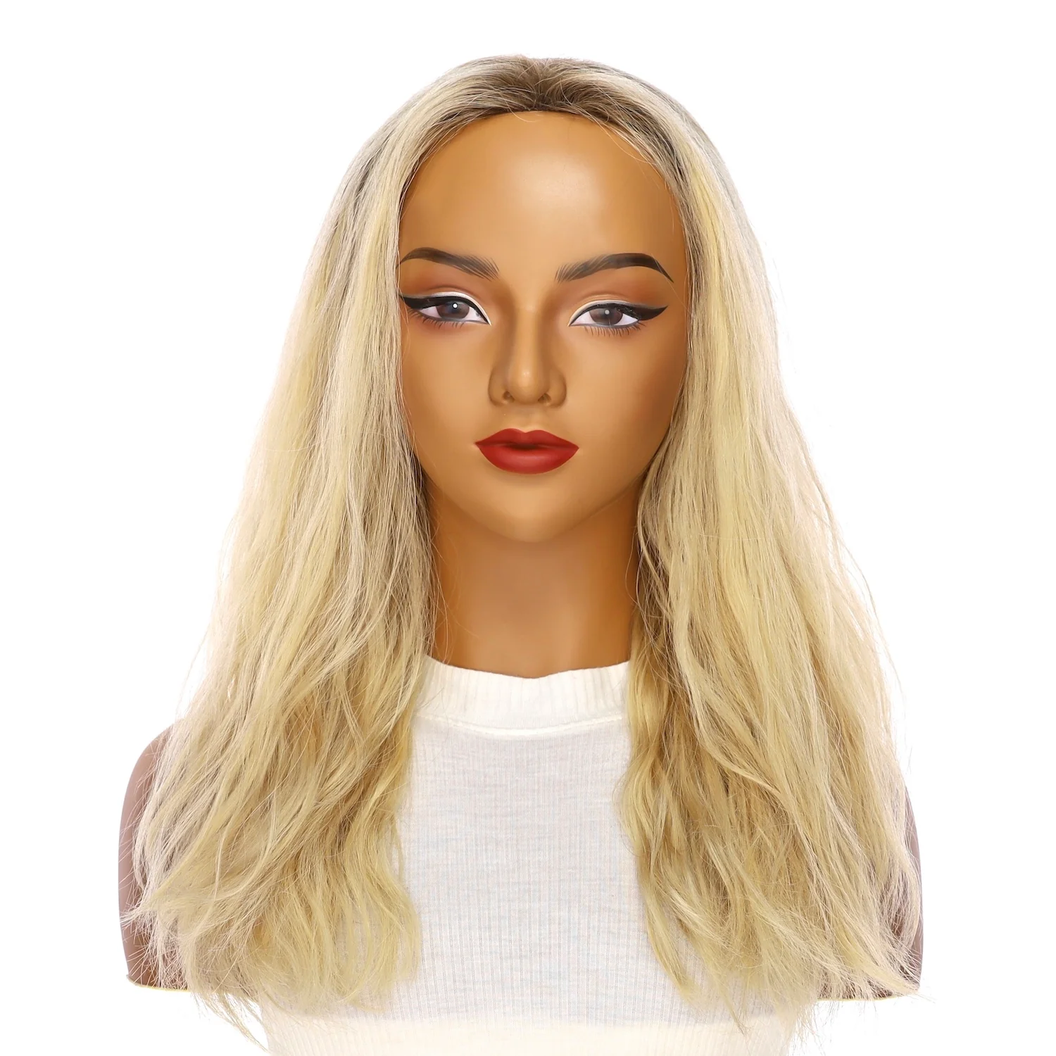 20" 3/4 Bandfall Wig Beige Blonde Wavy - Image 2