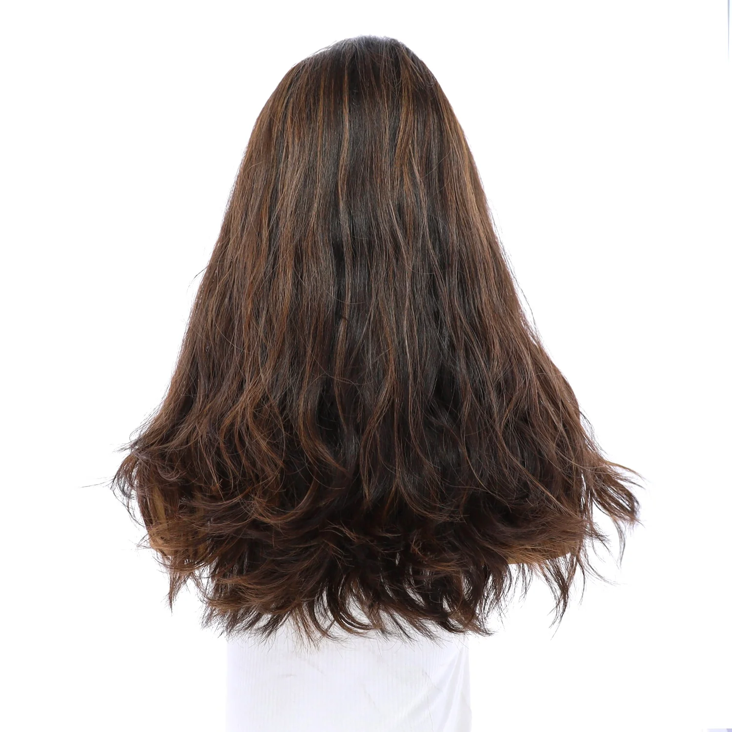 20" Divine Lace Top Wig Soft Black w/ Highlights Slightly Wavy - Image 3