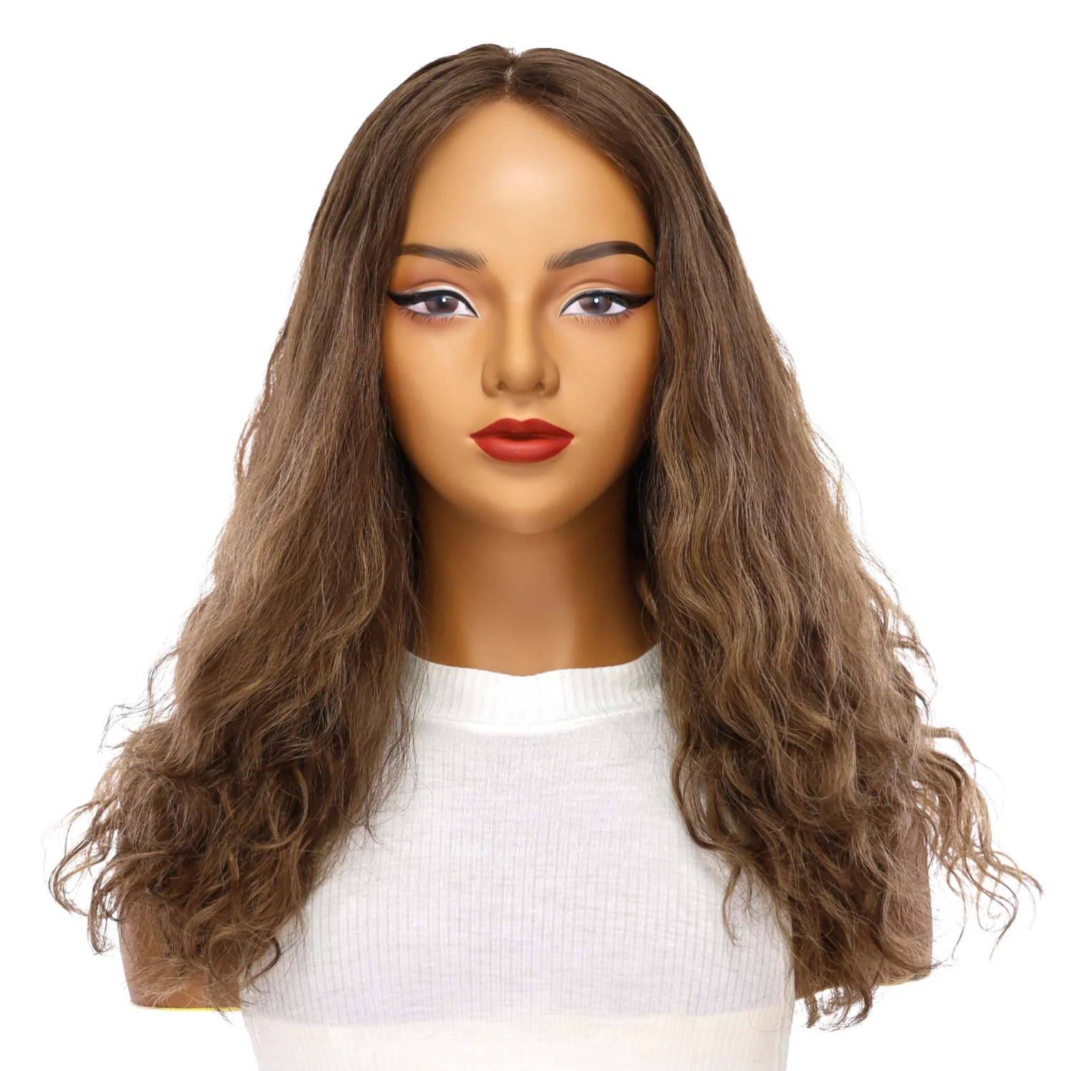 22" Ponytail Silk Part Wig Medium Brown Babylight Wavy - Image 2